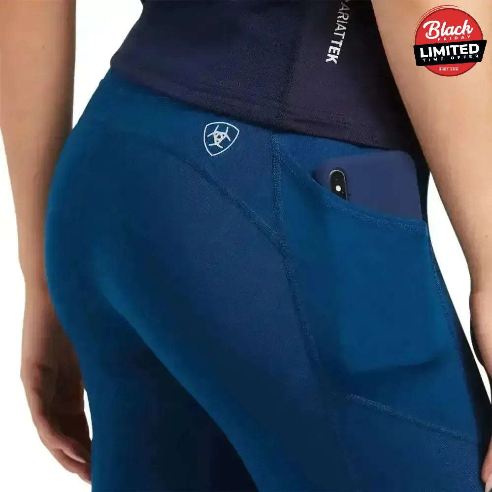Ariat Ladies EOS Knee Patch Riding Tights With Phone Pocket And Logo Grey X Small Riding Tights