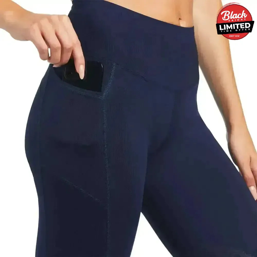 Ariat Ladies EOS Knee Patch Riding Tights With Phone Pocket And Logo Grey X Small Riding Tights