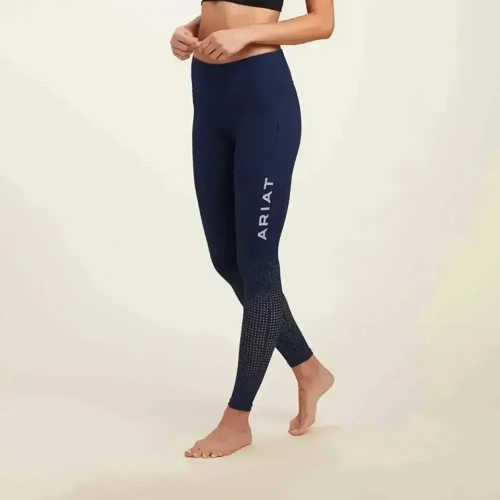 Ariat Ladies EOS Riding Tights With Phone Pocket And Logo Full Seat Navy X Small Riding Tights