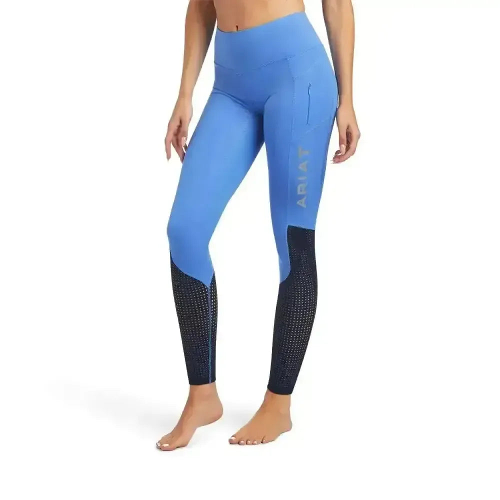 Ariat Ladies EOS Riding Tights With Phone Pocket And Logo Full Seat Reykjavik Blue X Small Riding Tights