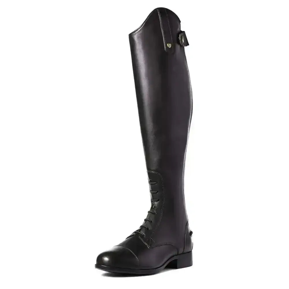Black leather ariat long riding boots with polished finish and classic lace-up design from the heritage contour line