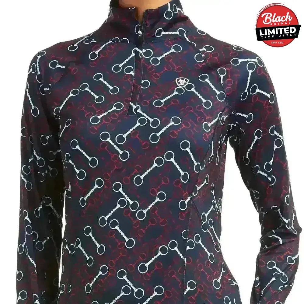 Ariat Lowell Base Layer 2.0 1/4 Zip Team Print X Small Base Layers