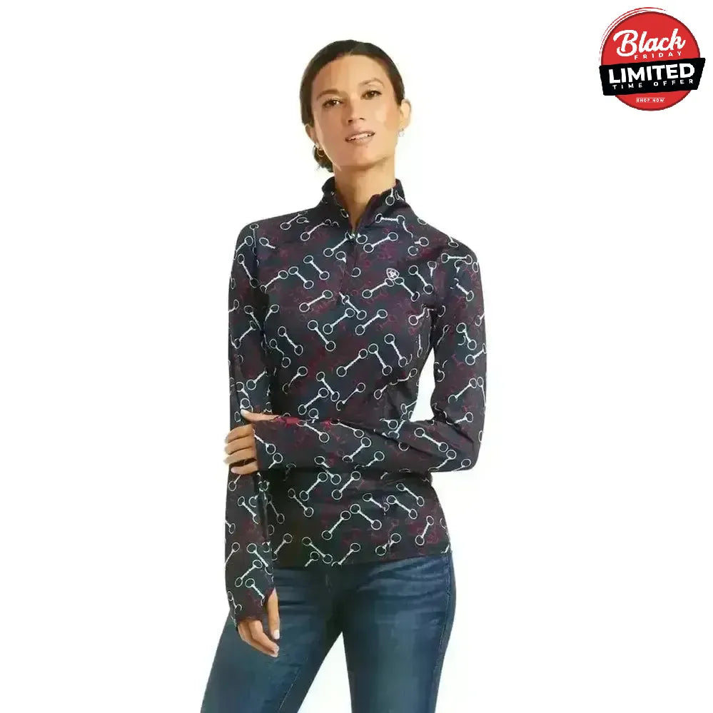 Ariat Lowell Base Layer 2.0 1/4 Zip Team Print X Small Base Layers