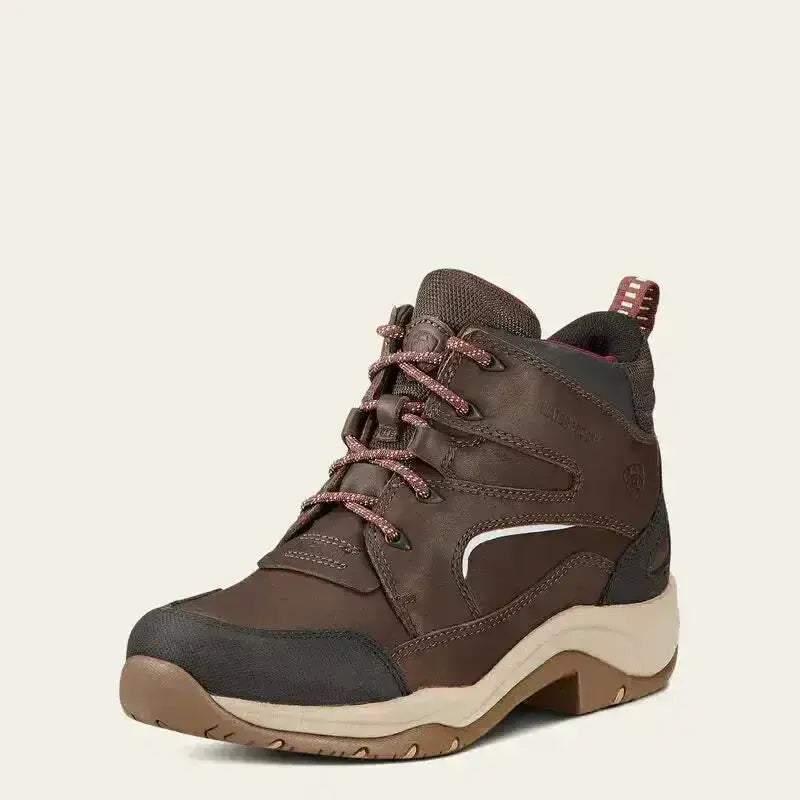 Brown leather and suede ariat telluride ii h20 laced hiking boot with full-grain leather upper and sturdy sole