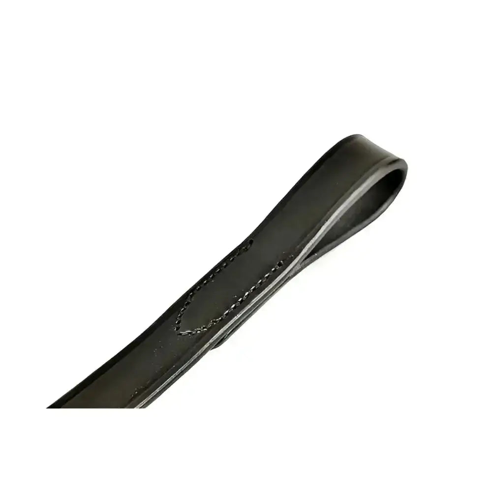 Black leather standing martingale attachments with smooth glossy finish and precise stitching for ascot leather standing use
