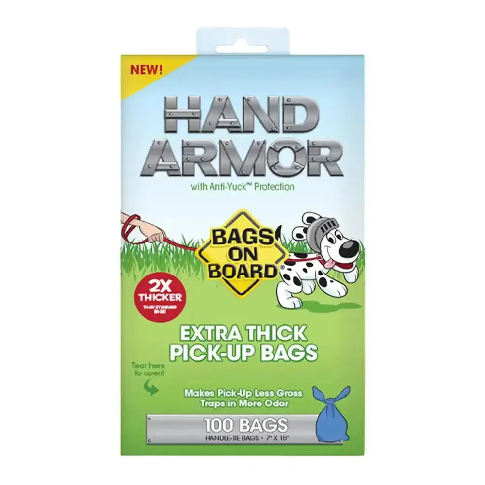 Hand armour 2x extra thick pick-up bags with cartoon dalmatian for dog poop cleanup to reduce mess and waste