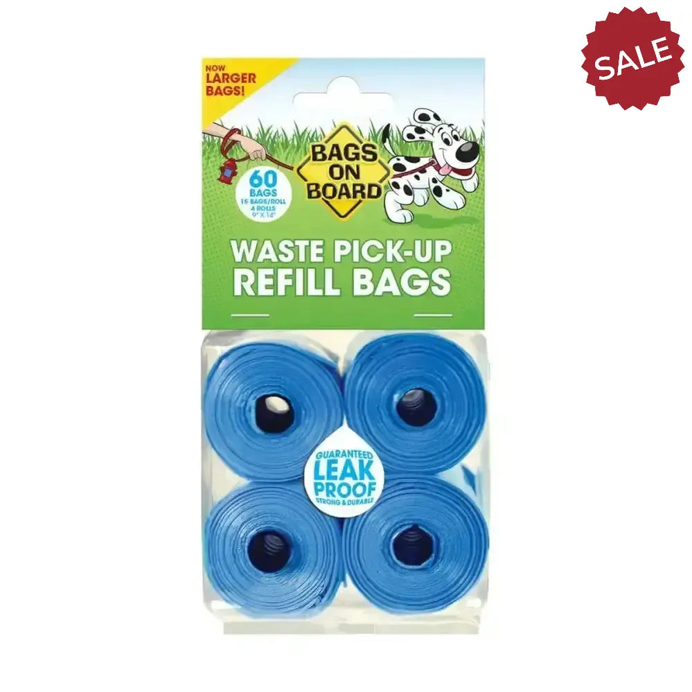 Bags On Board Refill Rolls Blue 4 X 15 Bags Poop Bags