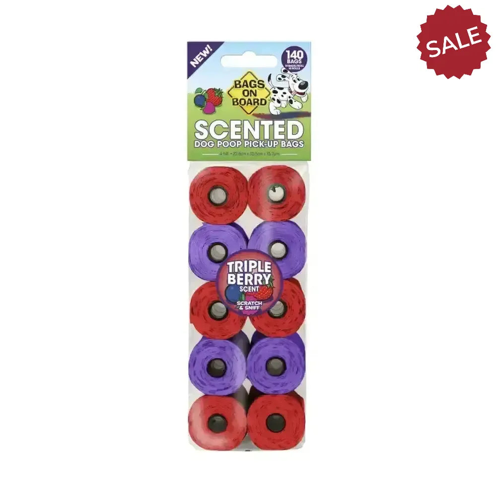 Bags On Board Scented Refill Rolls Triple Berry 10 X 14 Bags Poop Bags