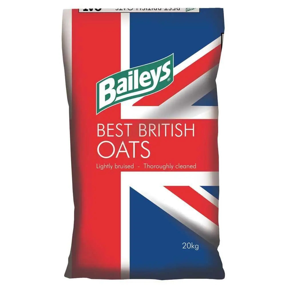 Baileys best british bruised oats 20 kg bag with red white and blue union jack design for quality grain feed