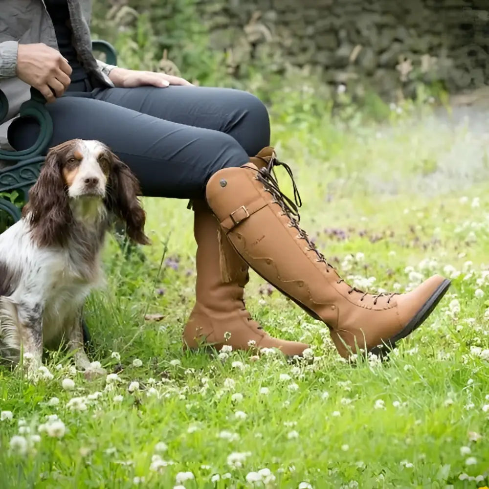 Tan leather andalucia boots desert with laces buckle detail and rear opti zip from bareback footwear