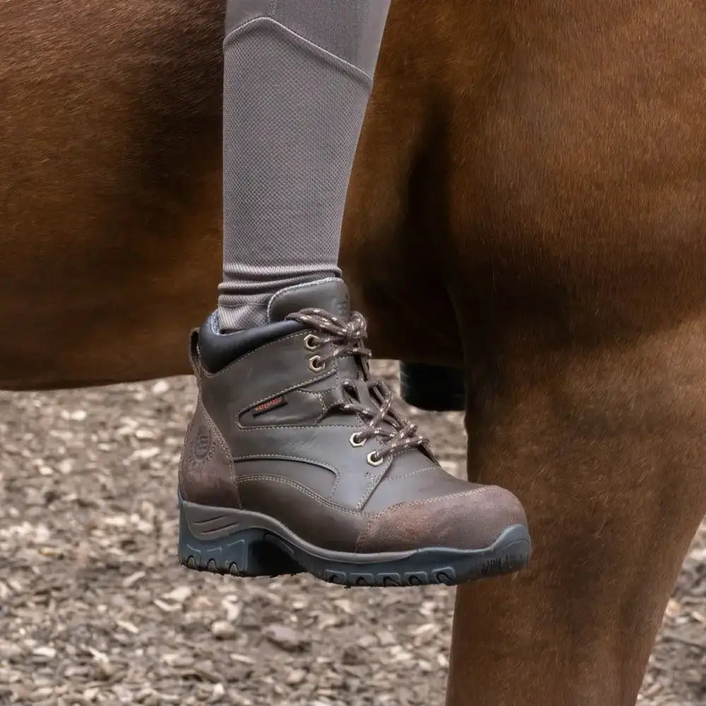 Dark brown leather bareback footwear blair storm waterproof jodhpur boots with reinforced toe and rugged sole