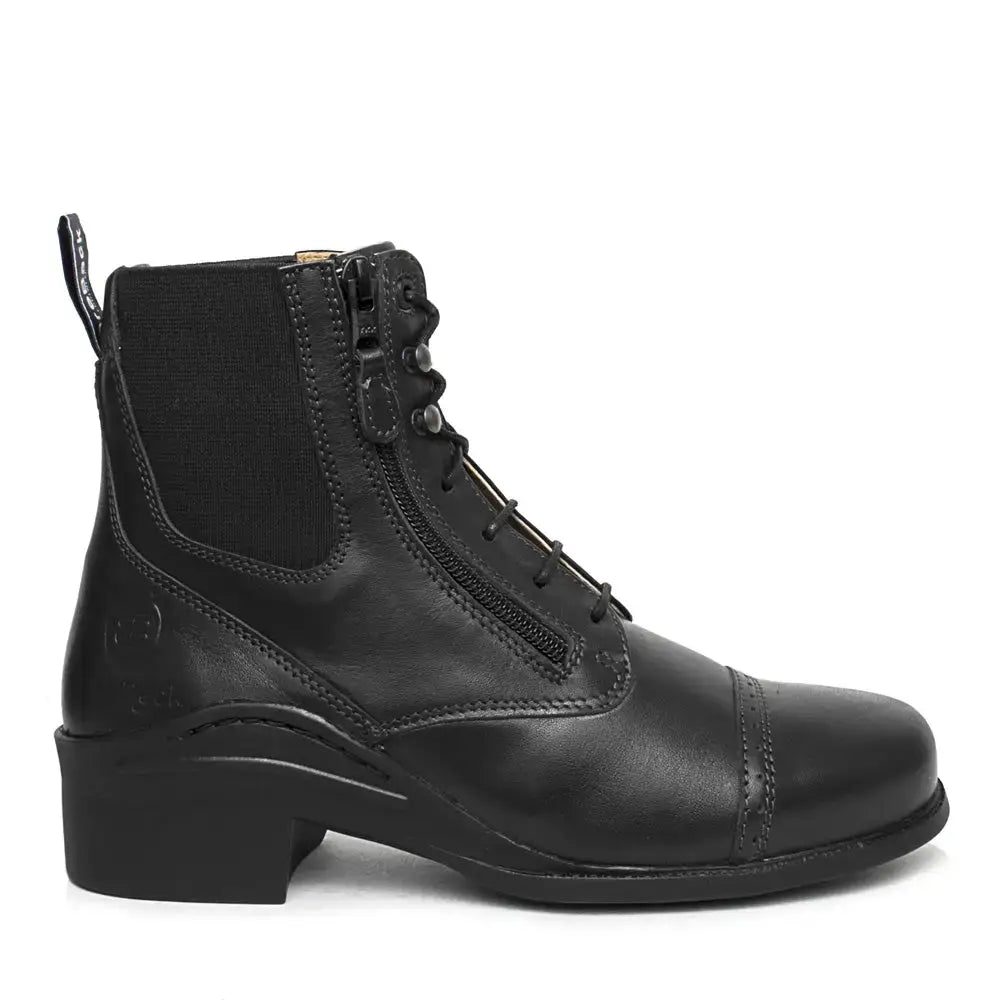 Black leather bareback footwear bramham zip jodhpur boots with zipper and laces for all-day comfort
