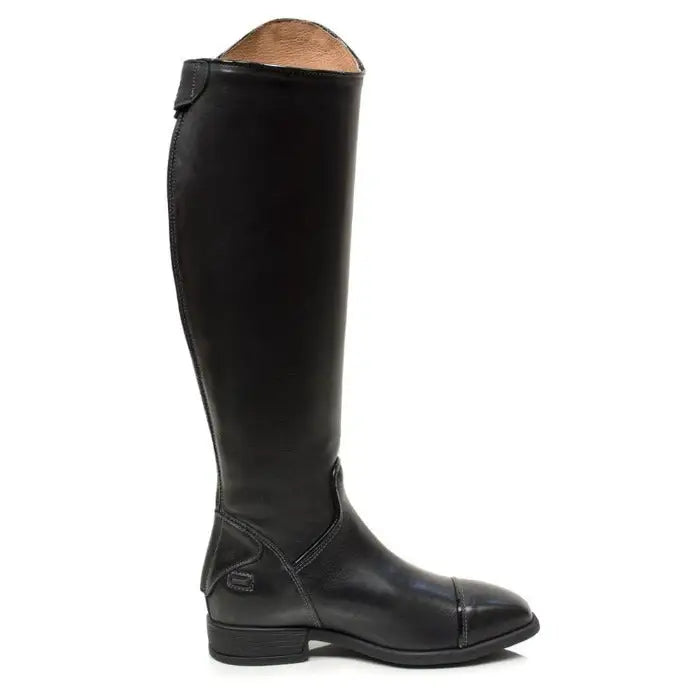 Bareback footwear georgia long riding boot in black nubuck stretch leather with smooth finish and subtle stitching details