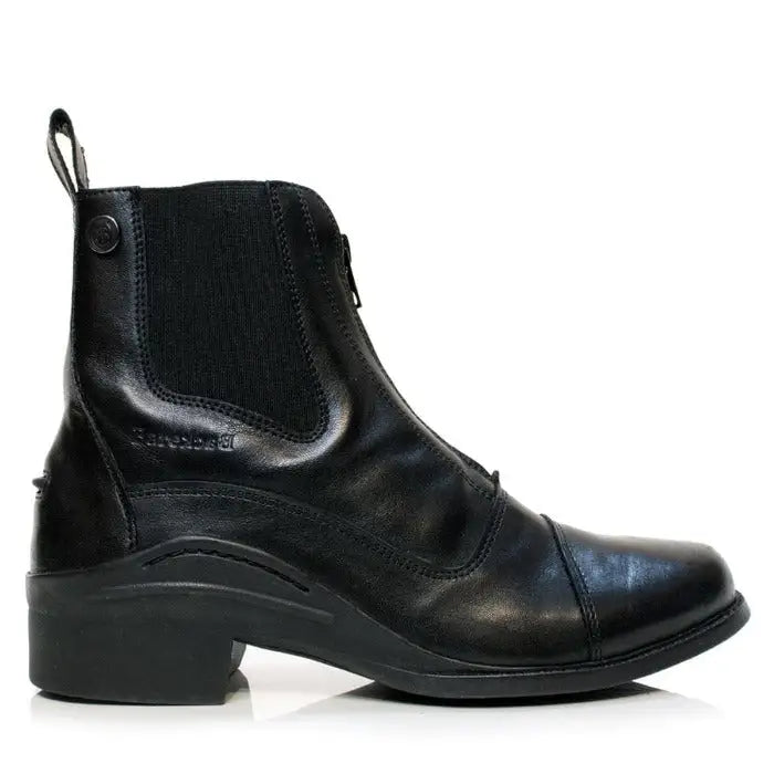 Bareback footwear idaho black leather jodhpur boot with zipper and elastic side panel for easy wear