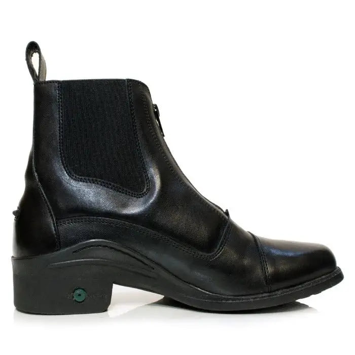 Black leather bareback footwear idaho jodhpur boot with rubber heel and elastic side panel