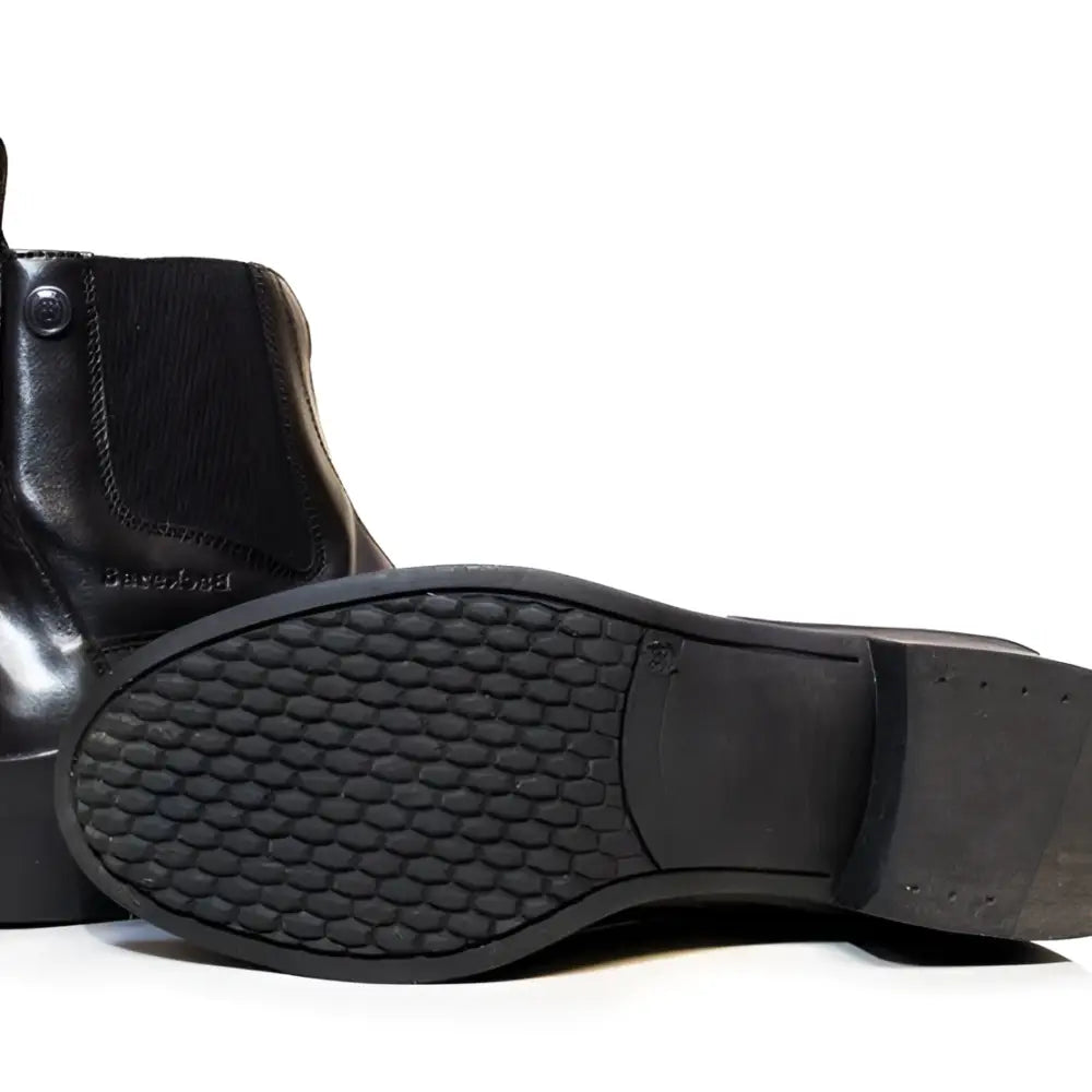 Black leather chelsea boot with textured rubber sole from bareback footwear idaho jodhpur premium leather collection