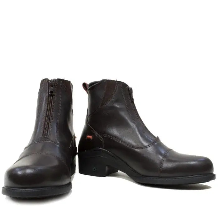 Dark brown leather bareback footwear idaho storm waterproof jodhpur riding boots with low heel and zipper closure