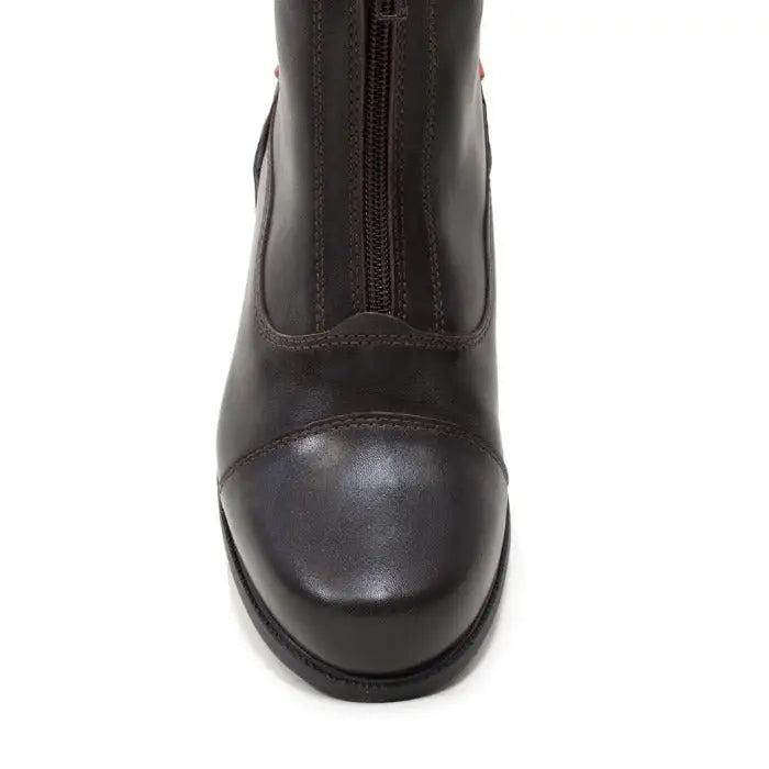 Brown bareback footwear idaho storm waterproof jodhpur riding boot with black leather, zipper closure, and rounded toe