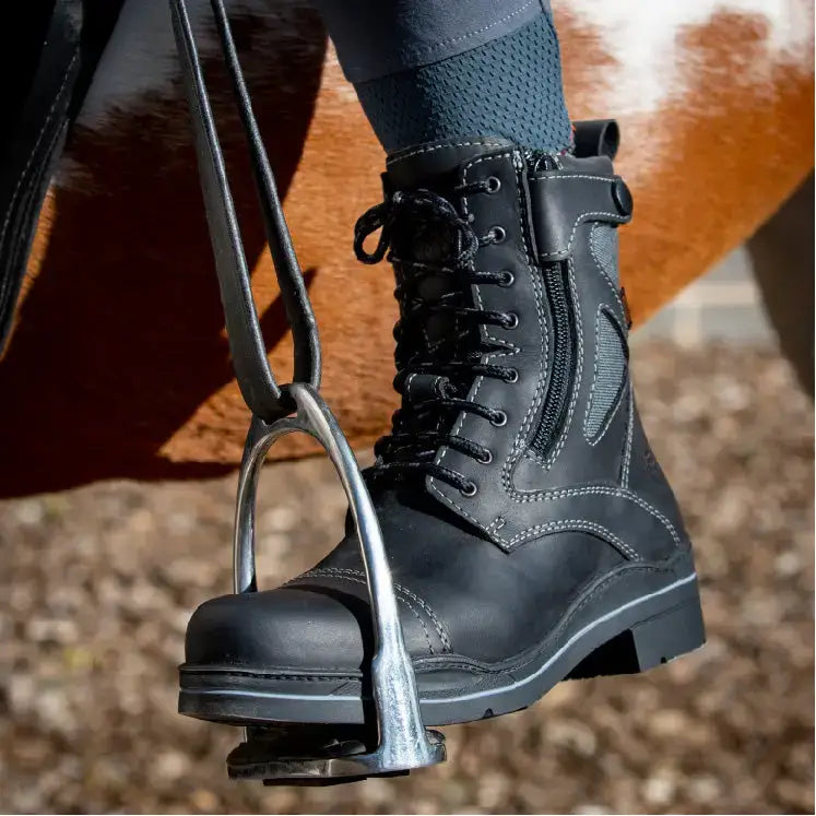 Black bareback footwear kentucky storm waterproof jodhpur boots with leather, reinforced stitching, and side zipper