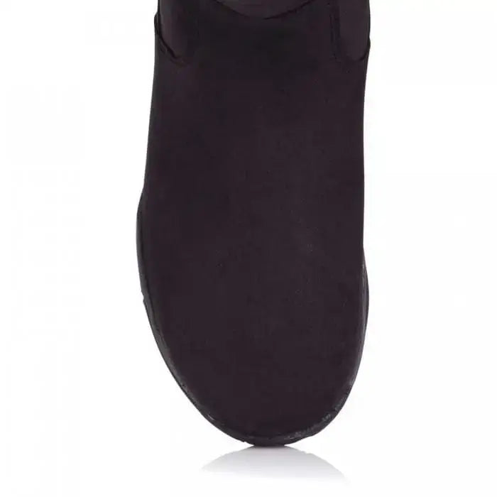 Black suede bareback footwear montana riding boots with sleek minimalist design in standard and wide calf options