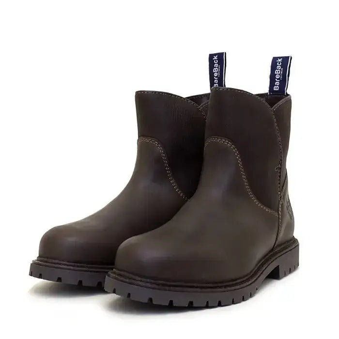Dark brown leather bareback footwear quebec waterproof ankle boots with rugged sole and stormproof wil-tex design