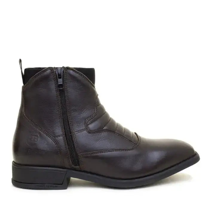 Dark brown leather rio jodhpur boots with side zipper and stitched detailing from bareback footwear rio collection
