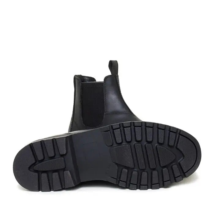 Bareback footwear vancouver storm waterproof boots black leather chelsea boot with elastic panels and arch support