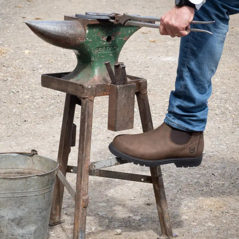 Brown leather vancouver storm waterproof boots by bareback footwear vancouver with rubber sole and elastic side gussets