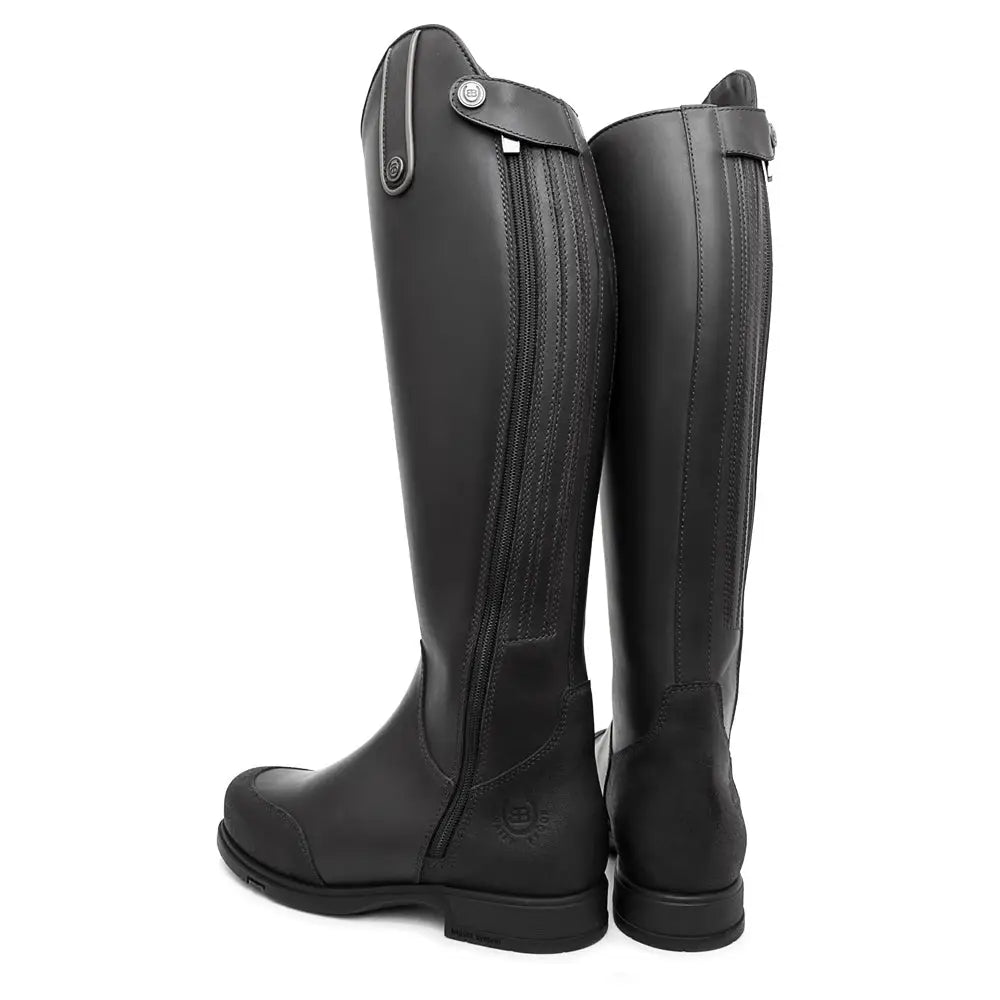 Black leather vermont storm waterproof long riding boots by bareback footwear with side zippers for easy wear