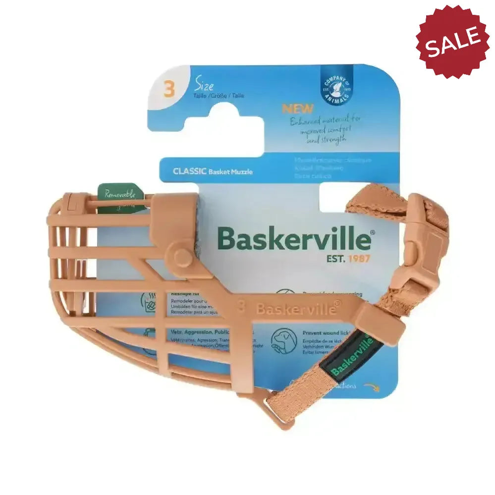 Baskerville Classic Basket Muzzle 1 Tan Dog Muzzles