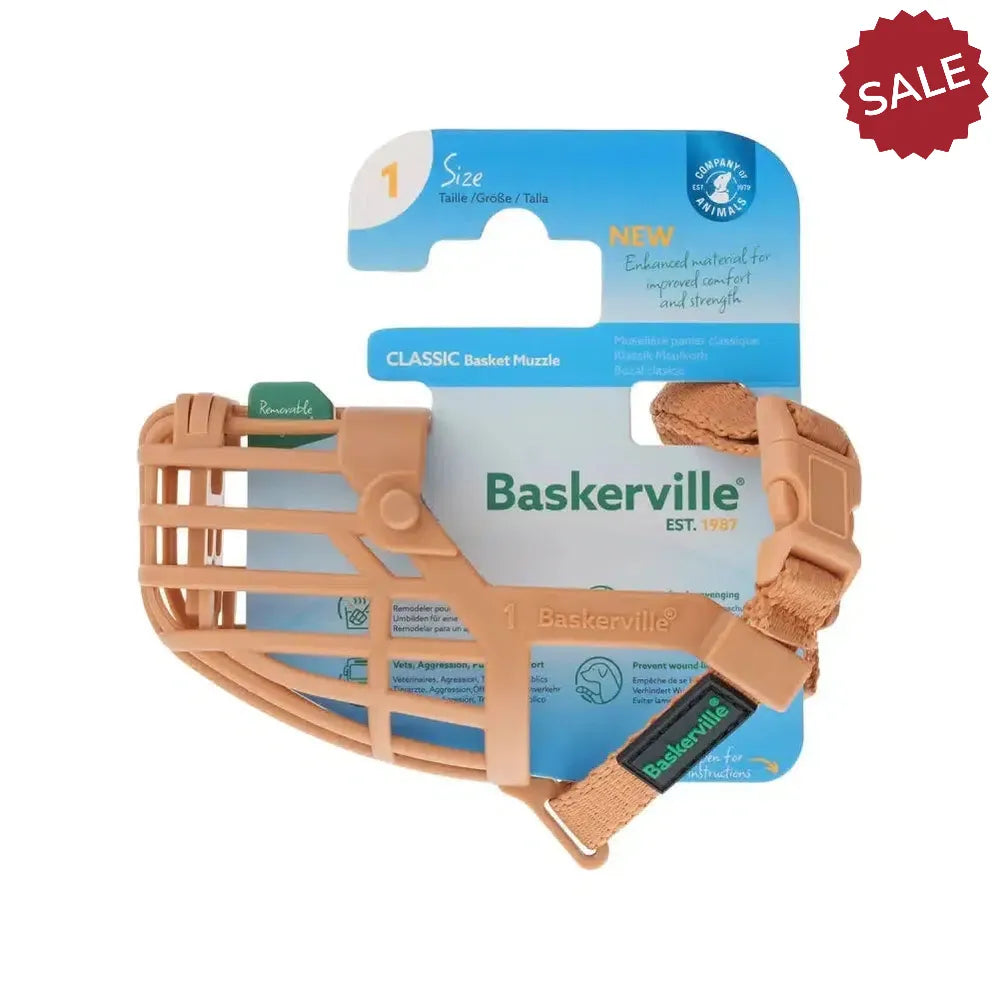 Baskerville Classic Basket Muzzle 1 Tan Dog Muzzles