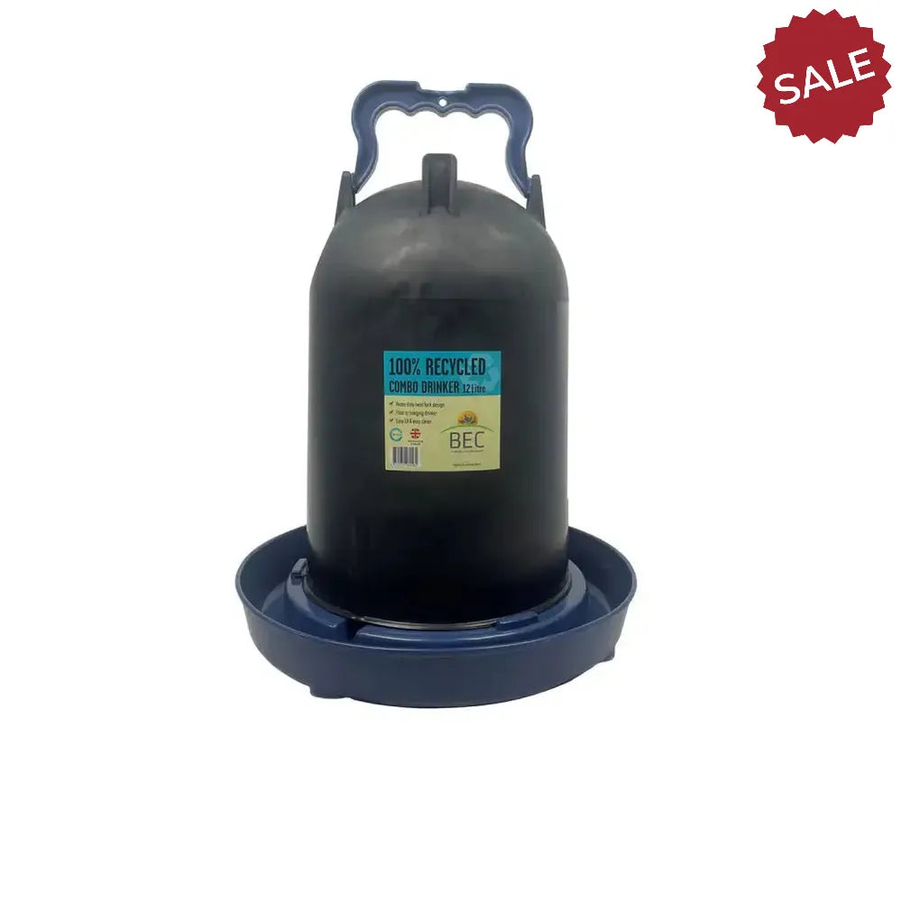 Bec Combo Drinker Recycled Blue 12 Litre Blue/Black Poultry Drinkers