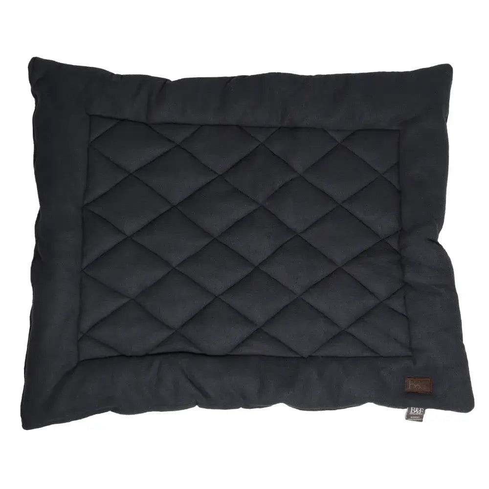 Black quilted fleece dog bed with diamond stitched pattern and plush fabric from benji and flo essential fleece collection