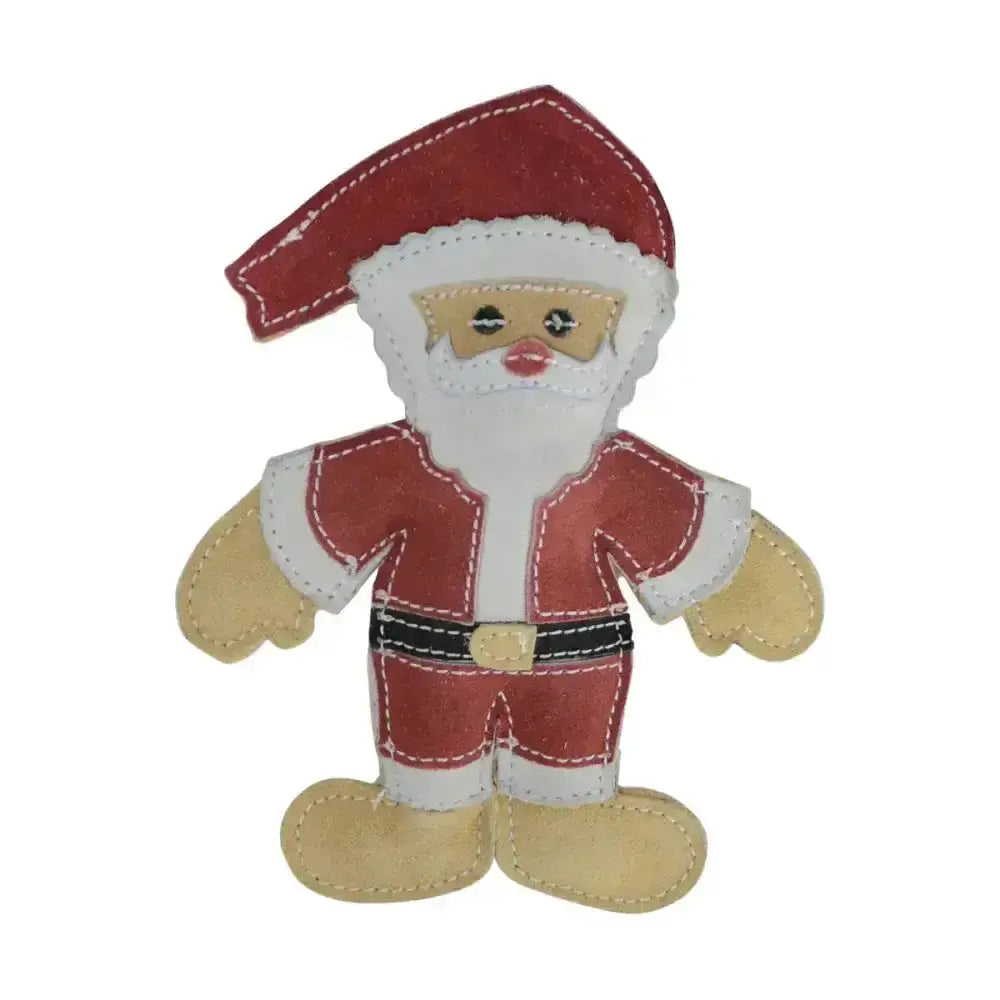 Benji and flo natural eco-friends santa claus dog toy with red and white stitched leather and tan accents eco-friendly rope toy