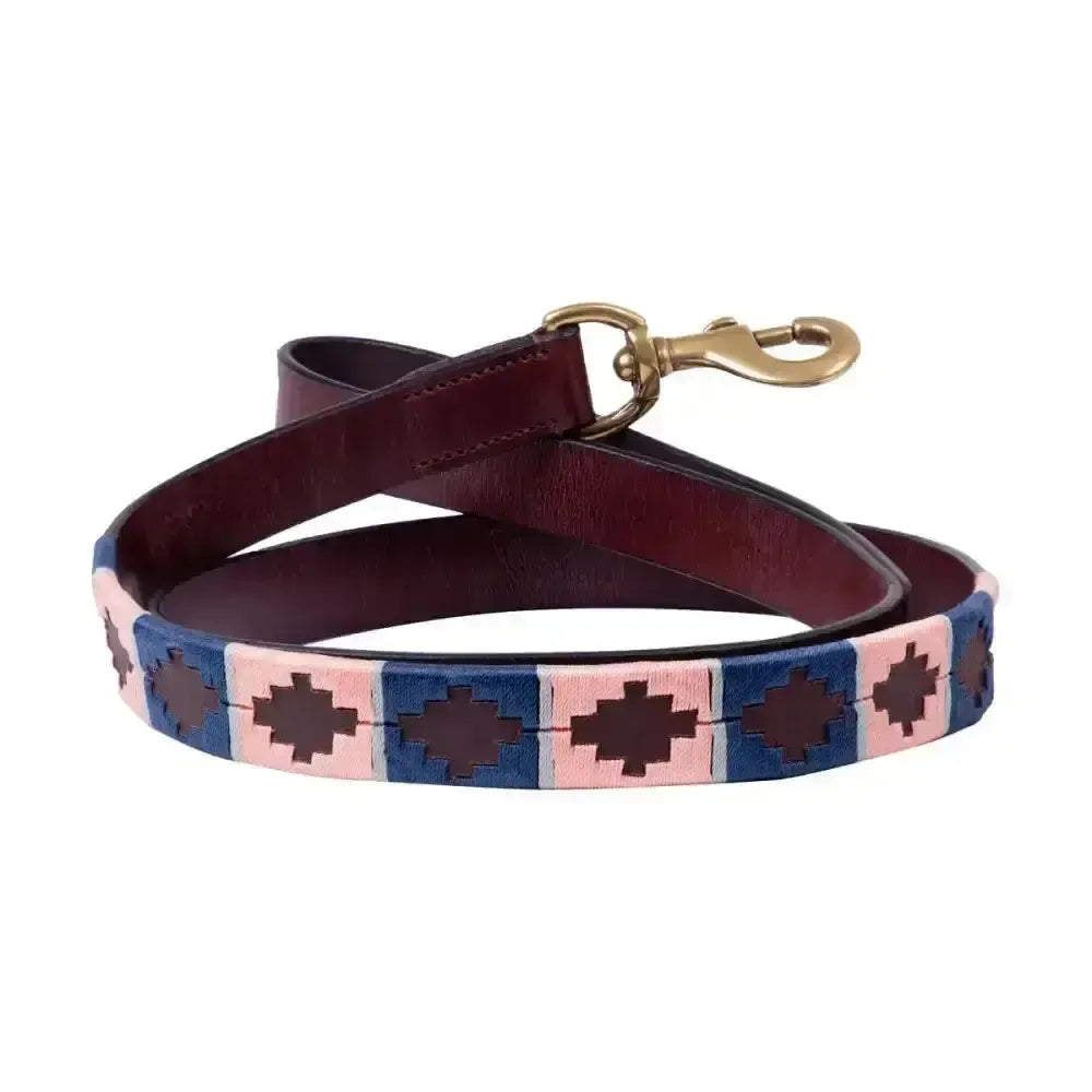 Benji & Flo Sublime Polo Leather Dog Lead Navy/Rose Belts