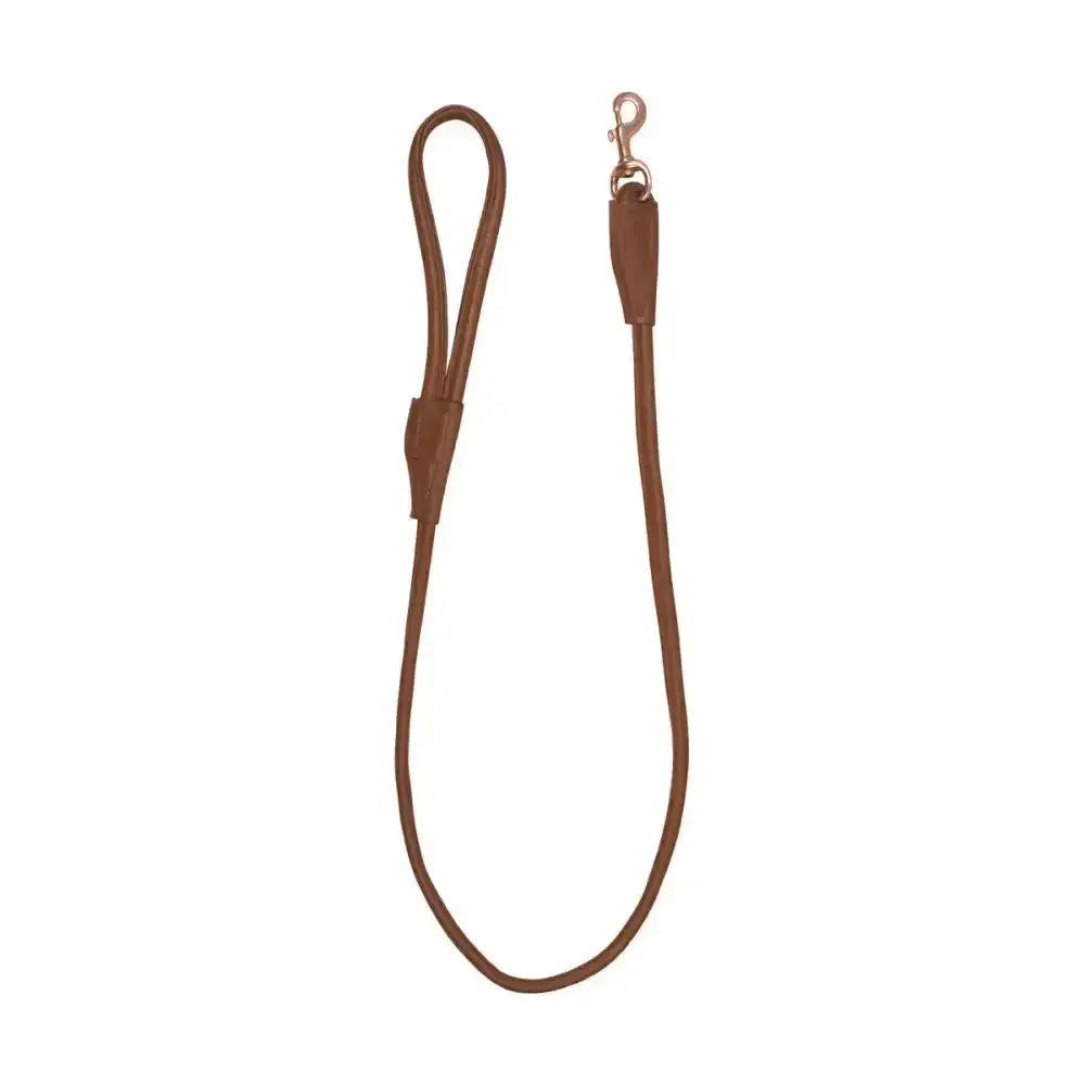 Benji & Flo Superior Rolled Leather Dog Lead Tan/Rosegold Dog Lead