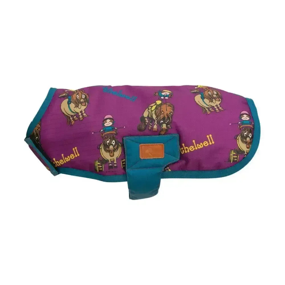 Benji & Flo Thelwell Collection Pony Friends Dog Coat Imperial Purple/Pacific Blue Xxx Small Dog Coat