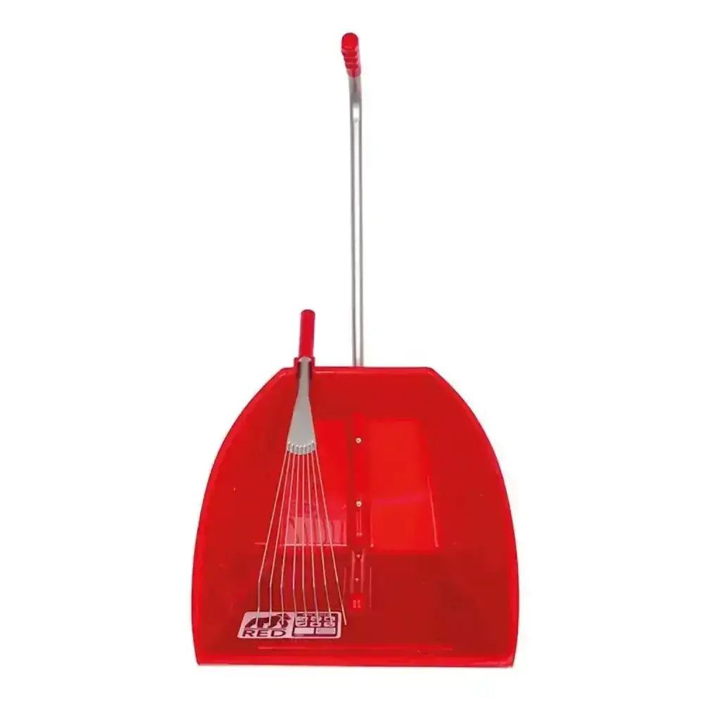 Big tidee speed red plastic dustpan with short metal rake handle and red grip weather-resistant big tidee design