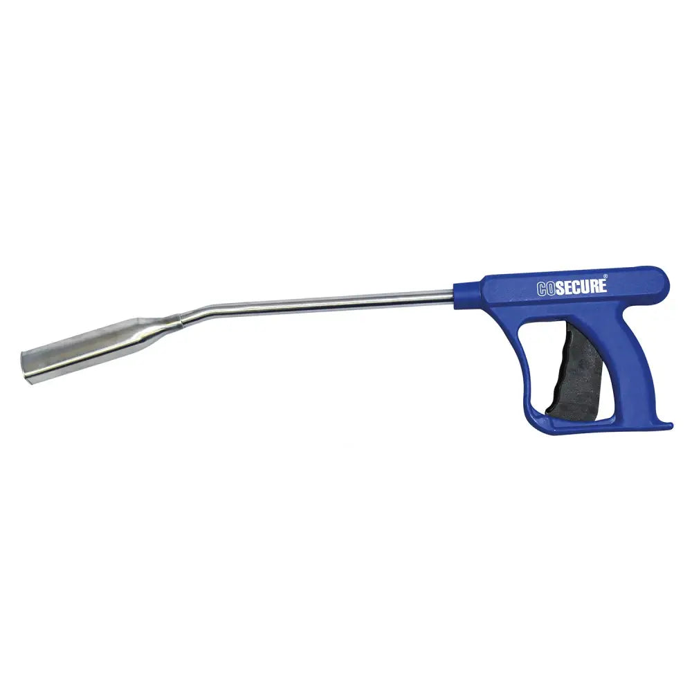 Blue plastic-handled bimeda cattle bolus applicator with long slender metal nozzle for easy bolus administration