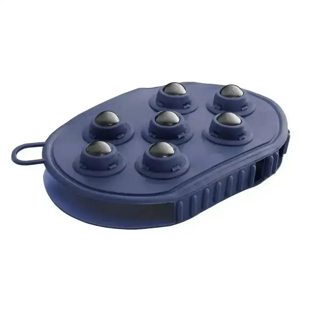 Bitz Massage Grooming Mitt with Magnetic Roller Balls Navy Massage Brushes