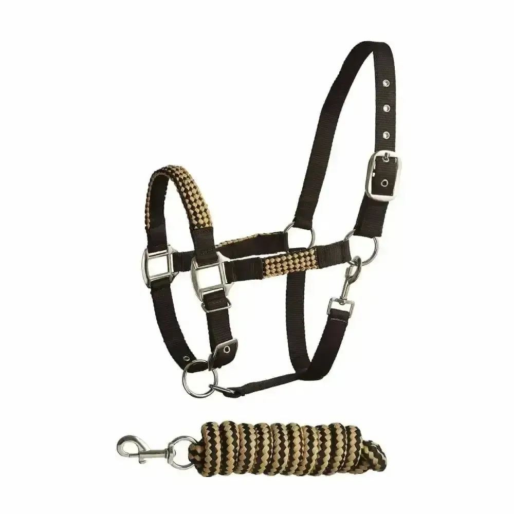 Bitz Soft Handle Two Tone Headcollar/Lead Rope Pony Navy/Taupe Headcollar Sets
