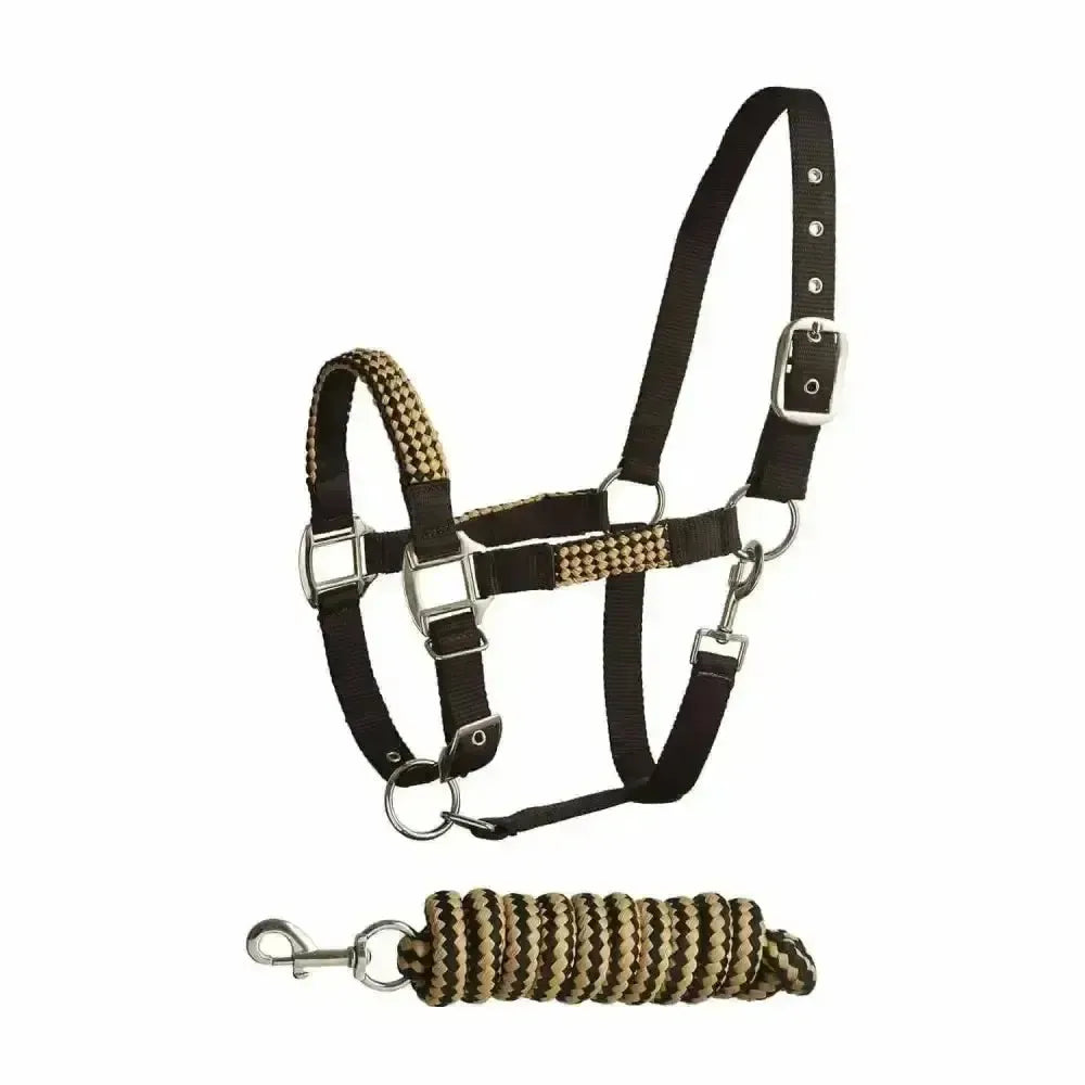 Bitz Soft Handle Two Tone Headcollar/Lead Rope Pony Navy/Taupe Headcollar Sets
