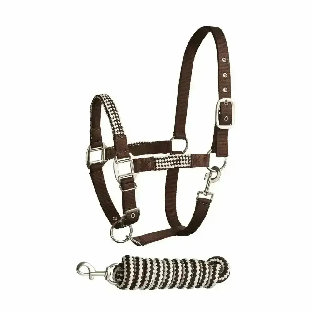 Bitz Soft Handle Two Tone Headcollar/Lead Rope Pony Navy/Taupe Headcollar Sets