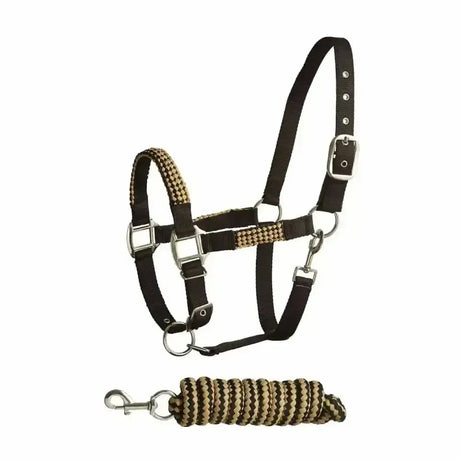 Bitz Soft Handle Two Tone Headcollar/Lead Rope Pony Navy/Taupe Headcollar Sets
