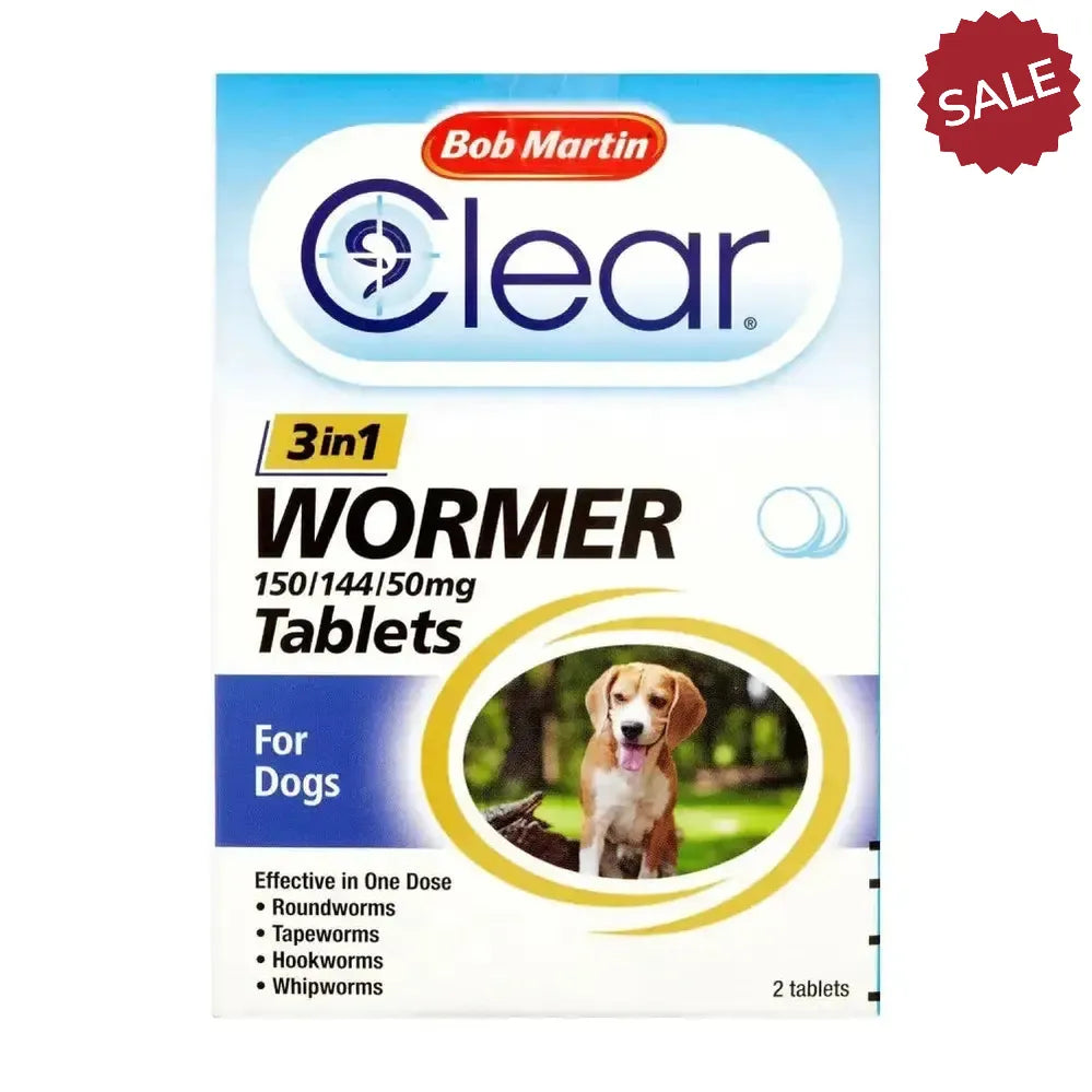 Bob Martin Clear 3-In-1 Wormer Tablets For Dogs 2 Pack Wormers