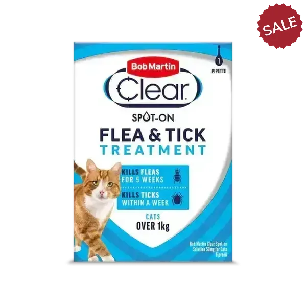 Bob Martin Clear Spot On For Cats 1 TUBE Flea Treatments