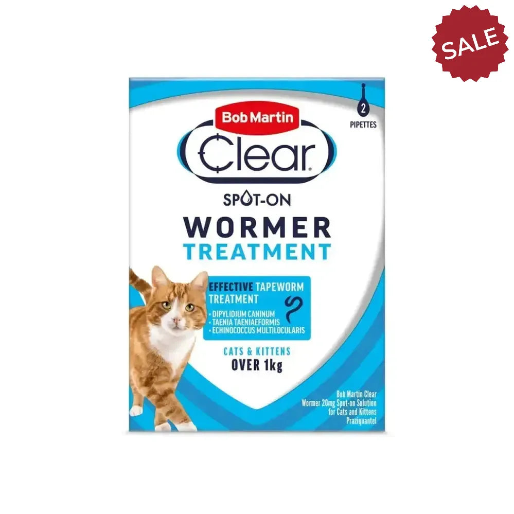 Bob Martin Clear Spot On Wormer For Cats & Kittens 2 PIPETTES Wormers