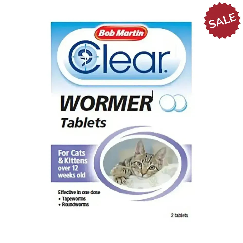 Bob Martin Clear Wormer Tablets For Cats & Kittens 2 Pack Wormers