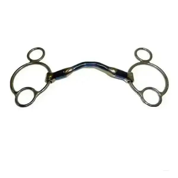 Black and silver Bombers Bits 2 1/2 loose ring gag with gag happy tongue and happy tongue universal design bit