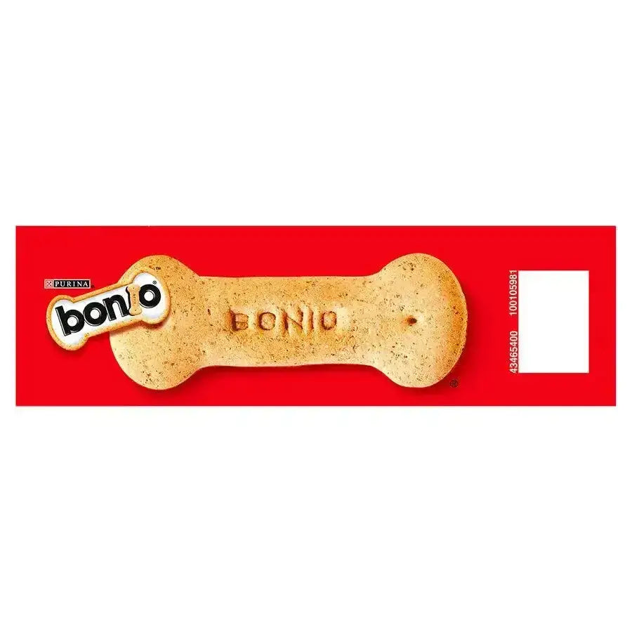 A golden-brown bonio dog biscuit with the bon o logo embossed perfect as chicken dog biscuits treat